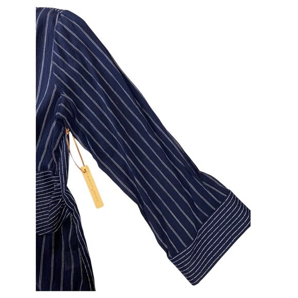 Gibson Latimer Striped Top Career Lightweight Flare Sleeves NWT Size L - Picture 4 of 7